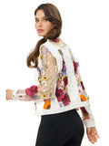 Denim Lace Jacket with Floral Embroidery