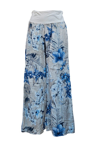 Flowered pattern Linen Pants