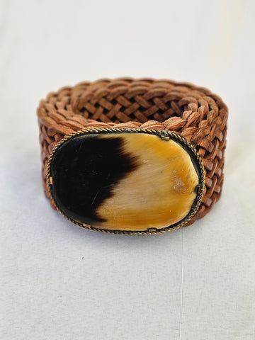 Braided Leather Belt with Metal Buckle