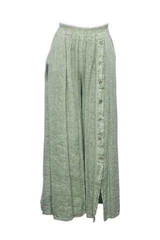 Wide-Leg Button Detail Pants