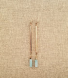 14k Gold Filled vertical bar and Amazonite earrings