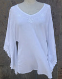 "New Orleans" batwing sleeves white blouse