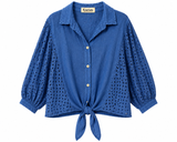 Cotton Eyelet Tie-Front Blouse 100% Cotton