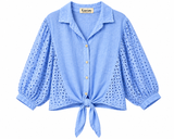 Cotton Eyelet Tie-Front Blouse 100% Cotton