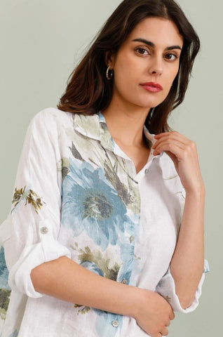 Floral Print shirt 100% linen