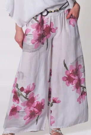 Floral Print Elastic Waist Pants 30577