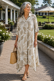 Botanical Print Linen Dress