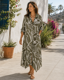 Botanical Print Linen Dress