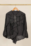 12186 Ruffled 100% Linen Blouse