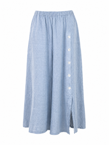 Wide-Leg Button Detail Pants