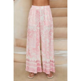 Detailed Long Wide Leg Pants with Matching Blouse