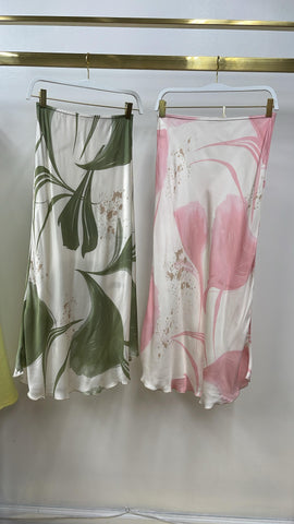 Long Floral Print Skirt