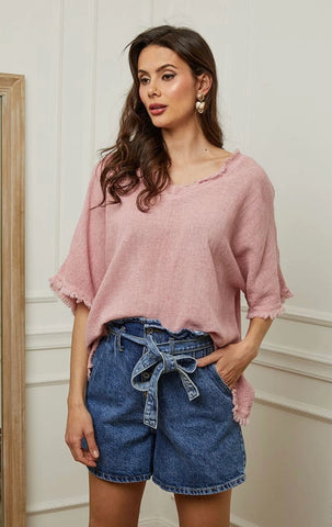 Plain blouse 50% Linen, 50% Cotton