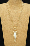 Elongated Heart-Shaped Necklace-Silver Area