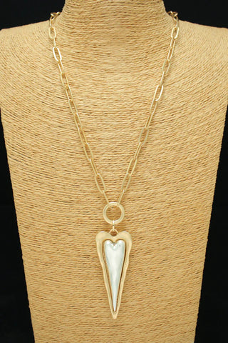 Elongated Heart-Shaped Necklace-Silver Area