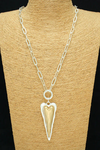 Elongated Heart-Shaped Necklace-Golden Area