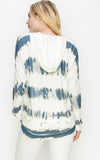 Tie Dye White Body and Blue design and Top with Hoodie