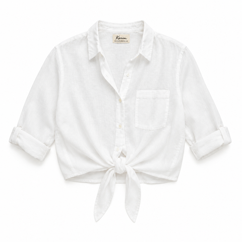 Tie-Front 100% Linen Shirt