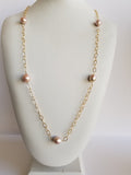 32 Inches Necklace 14K Gold Filled Chain with 12mm Natural  Barroco Pearls