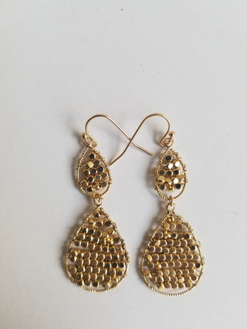 14k Gold Filled or Sterling Silver Double tears and beads earrings