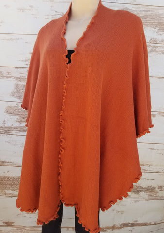 Fine alpaca slight ruffled ruana – Karim Collection
