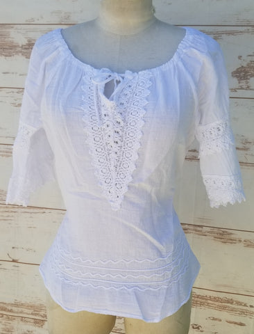 "Western" White peasant blouse