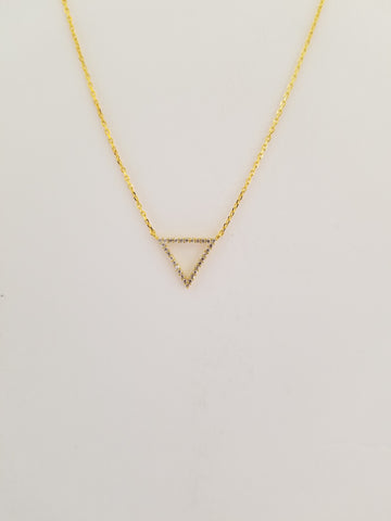 Necklace 14K Gold Filled triangle  with cubic zirconia