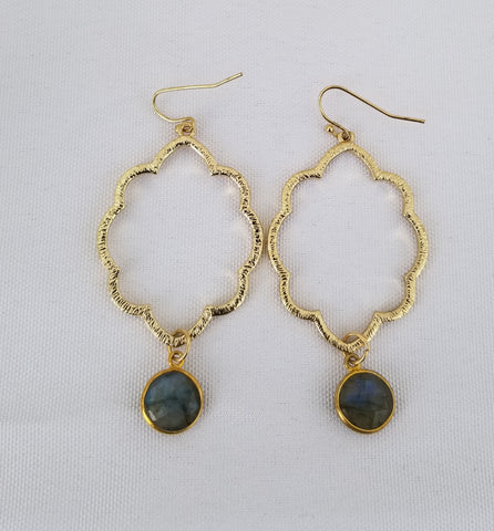 Earrings 14 k Gold Filled and labradorite at bottom