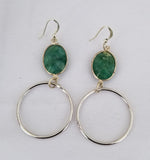 Earrings Sterling Silver and dyed emerald. Bottom Ring