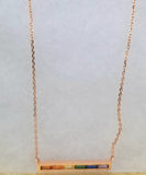 Necklace horizontal 14K Gold Filled Bar with cubic zirconia