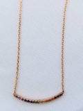 Necklace oval 14K Gold Filled Bar with cubic zirconia