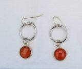 Earrings sterling silver  and carnelian . Ring