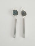 Earrings Sterling Silver and Labradorite . Bar