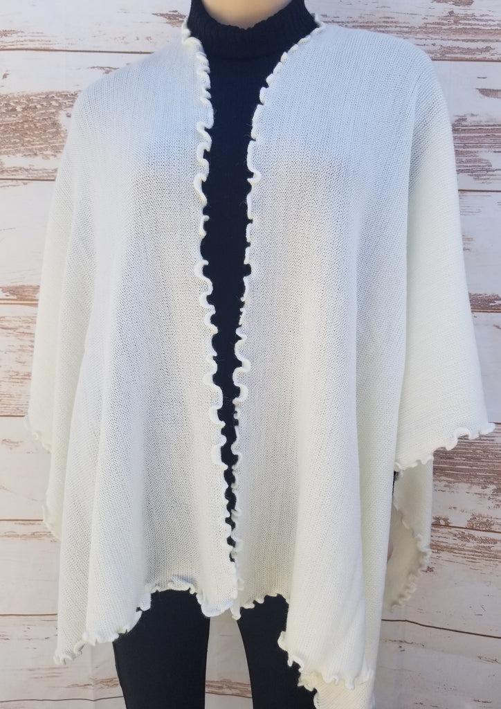 Fine alpaca slight ruffled ruana – Karim Collection