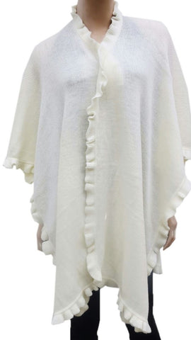 Fine alpaca ruffle wrap ruana – Karim Collection
