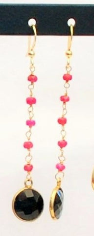 Earrings with Ruby and 14K Gold Filled Chain