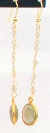 Earrings with Moonstone and 14K Gold Filled Chain