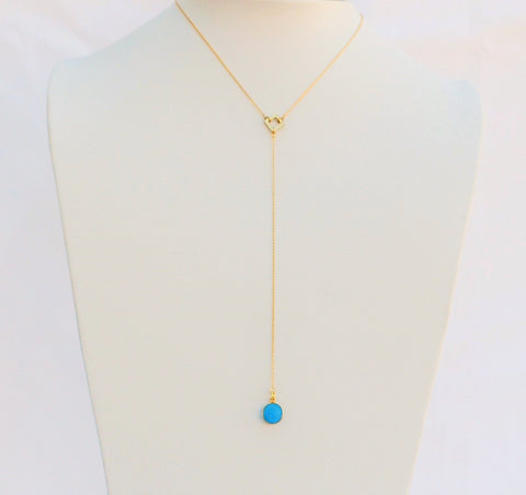 26 inches "Y" inches Necklace 14K Gold Filled Chain and Turquoise
