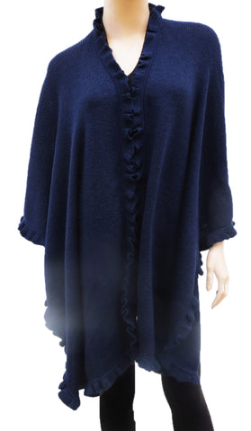 Fine alpaca ruffle wrap ruana – Karim Collection